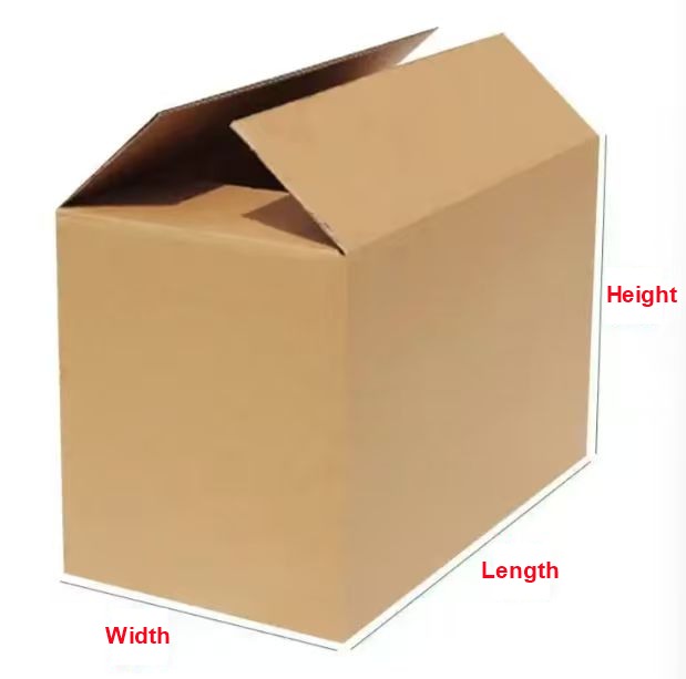 Box dimensions marked as Length, Width and Height